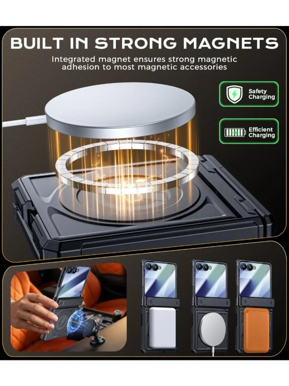 Military Grade Magnetic Case for Galaxy Z Flip 7 - Heavy Duty, Dual Kickstand